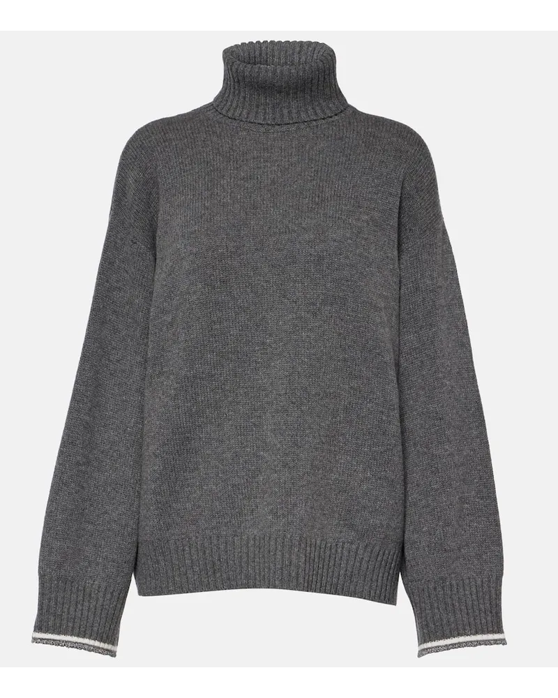 Brunello Cucinelli Pullover in misto lana e seta Grigio