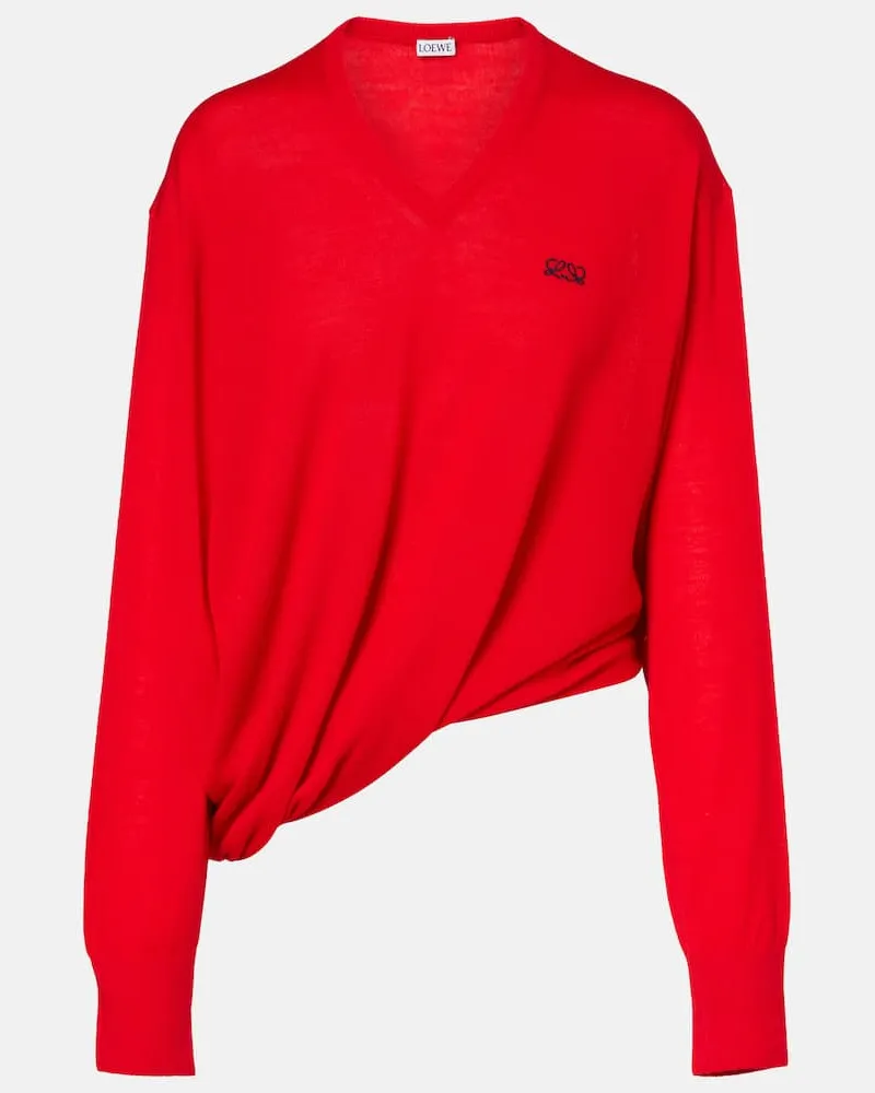 Loewe Pullover Double L asimmetrico in lana Rosso