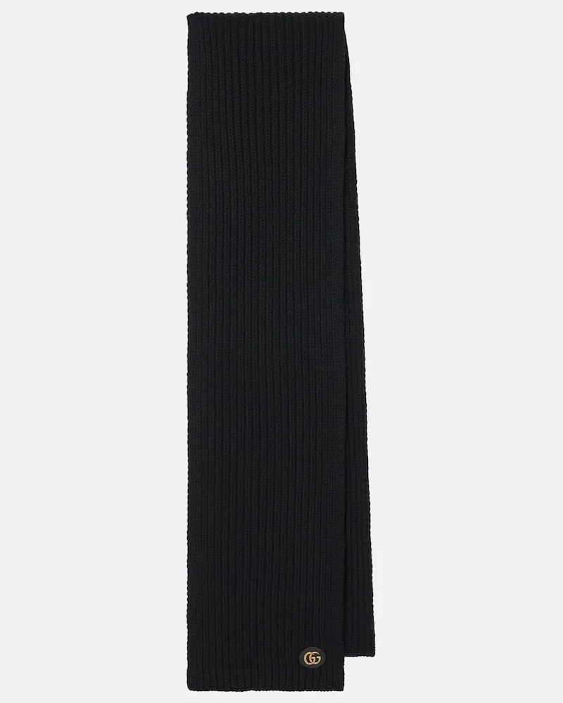Gucci Sciarpa in lana e cashmere a coste Nero