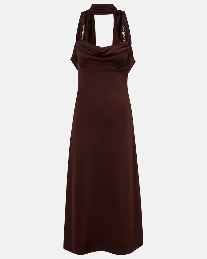 Rebecca Vallance Abito midi Isla con sciarpa Marrone