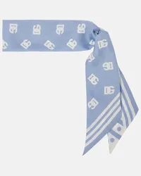 Dolce & Gabbana Foulard DG in twill di seta Blu