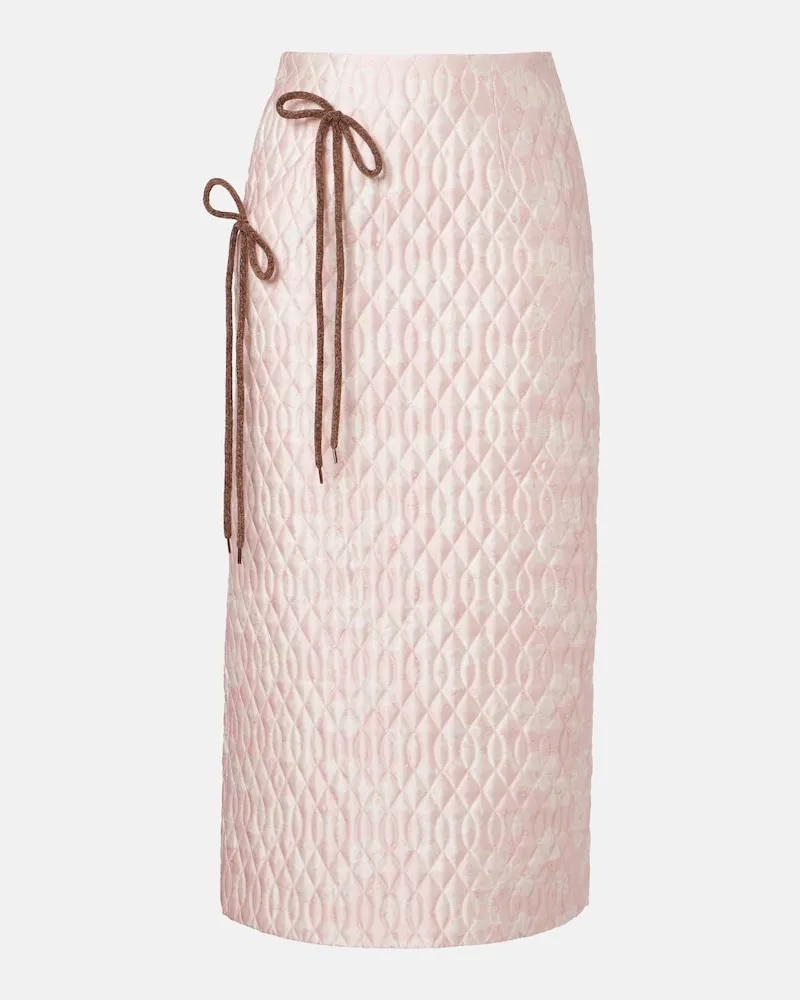 Simone Rocha Gonna midi trapuntata con stampa floreale Rosa