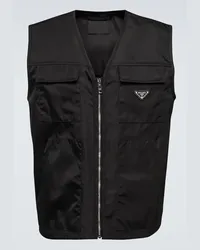 Prada Gilet in Re-nylon con zip Nero