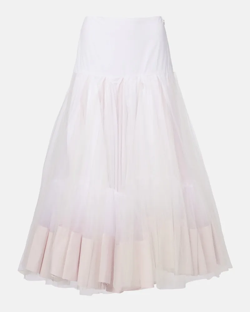 Jacquemus Gonna midi Mireio in cotone con tulle Rosa
