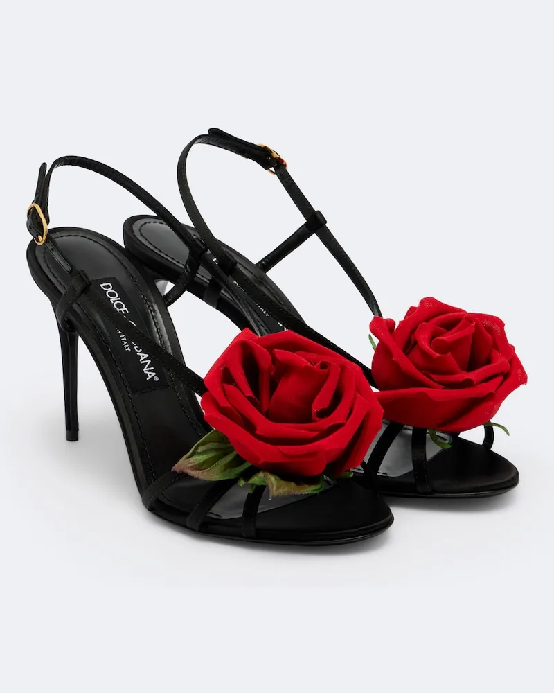 Dolce & Gabbana Sandali slingback in raso Nero