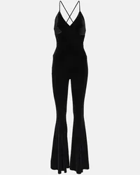 Norma Kamali Jumpsuit flared in velluto Nero