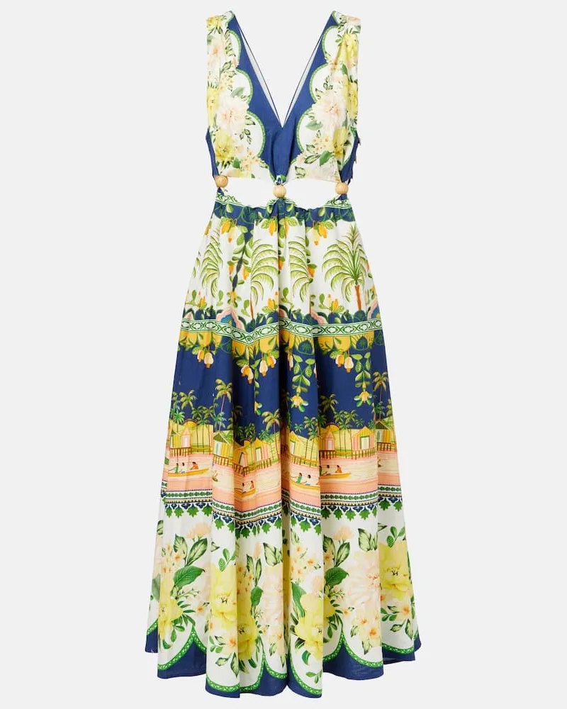 FARM Rio Abito midi con stampa e cut-out Multicolore