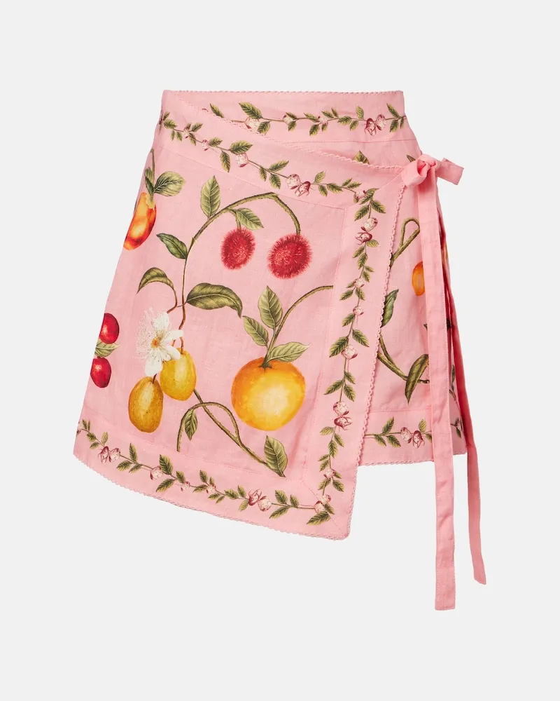 AGUA BENDITA Copricostume Luna in lino con stampa Rosa