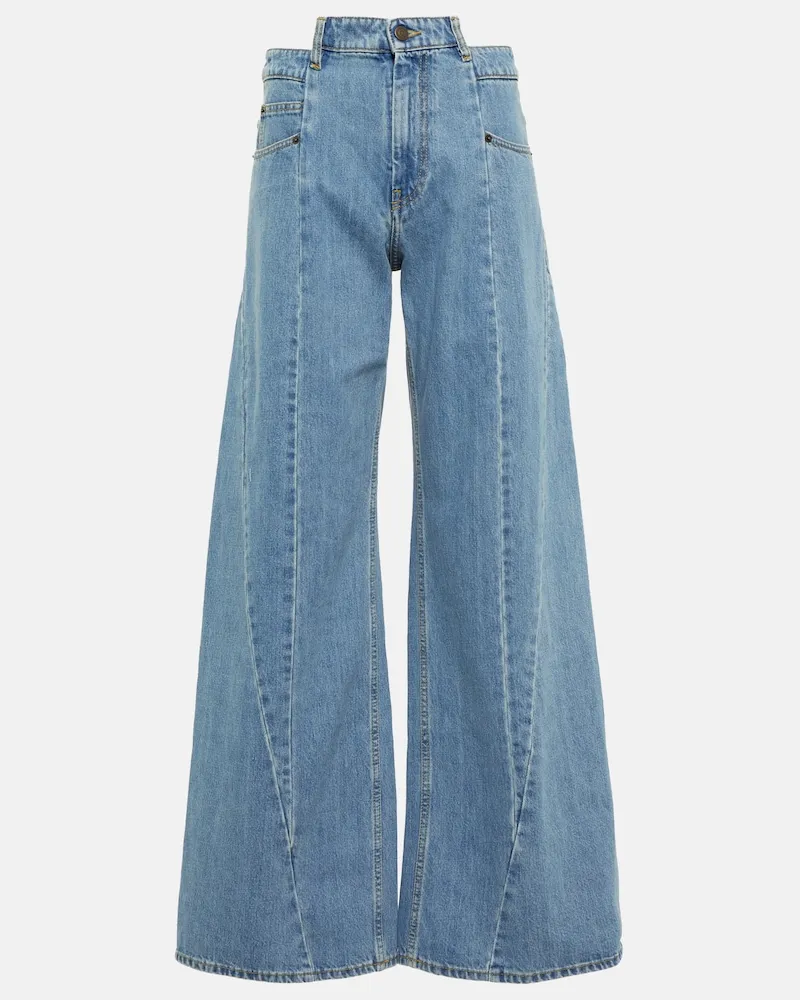 Maison Margiela Jeans a gamba larga e vita alta Blu