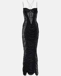 Thierry Mugler Abito lungo in mesh Nero