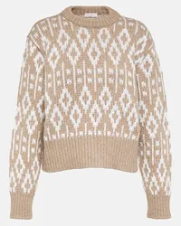 Brunello Cucinelli Pullover in jacquard di cashmere Marrone