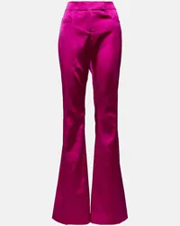 Tom Ford Pantaloni flared in raso a vita bassa Rosa