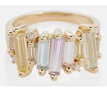 Suzanne Kalan Anello Pastel Rainbow in oro 14kt con diamanti Multicolore