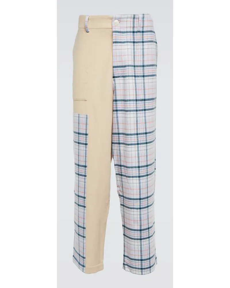 The Elder Statesman Pantaloni in lana, seta e cashmere a quadri Multicolore