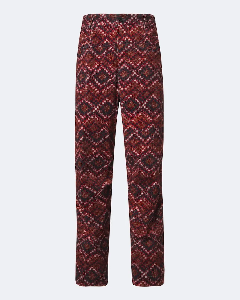 Dries van Noten Pantaloni in velluto a coste con stampa Multicolore