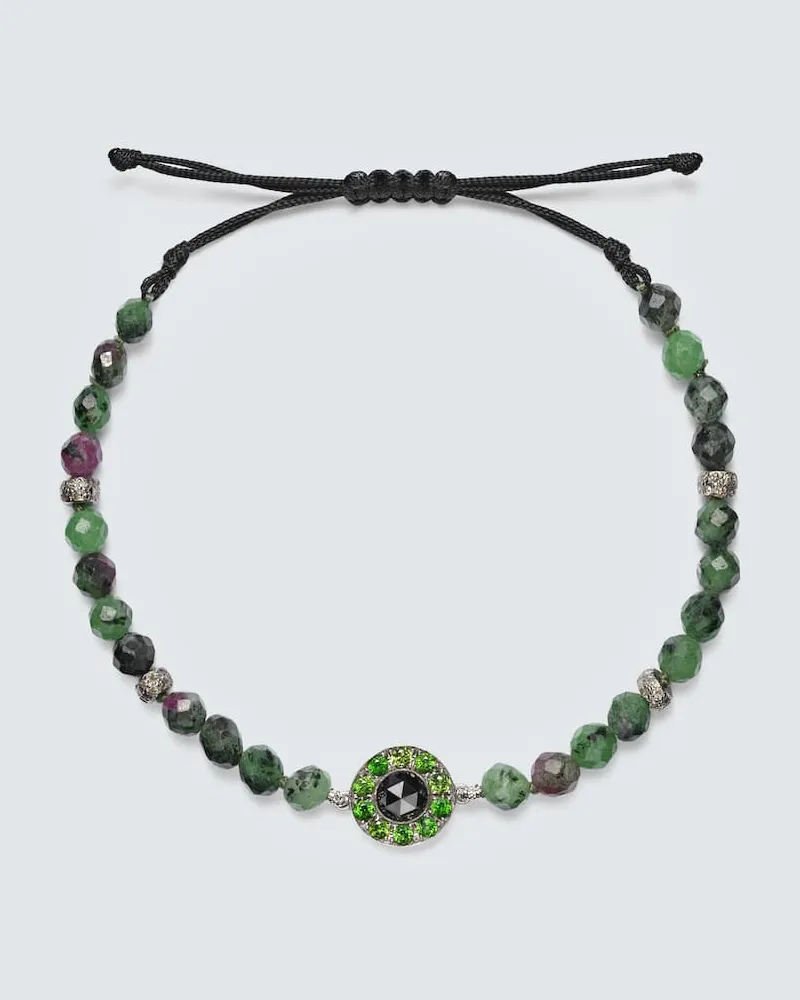 Ileana Makri Bracciale in oro bianco 9kt (375/1000) e argento sterling (925) con pietre preziose Argento