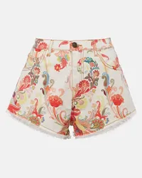 Etro Shorts di jeans con stampa paisley Multicolore