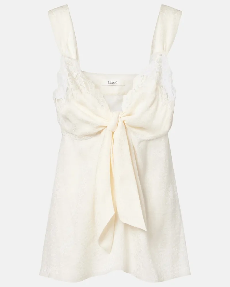 Chloé ChloÃ© Top in seta con pizzo Bianco