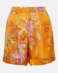 Poupette St Barth Shorts Isabelle con stampa floreale Arancione