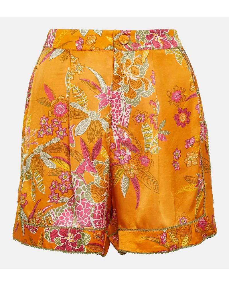 Poupette St Barth Shorts Isabelle con stampa floreale Arancione