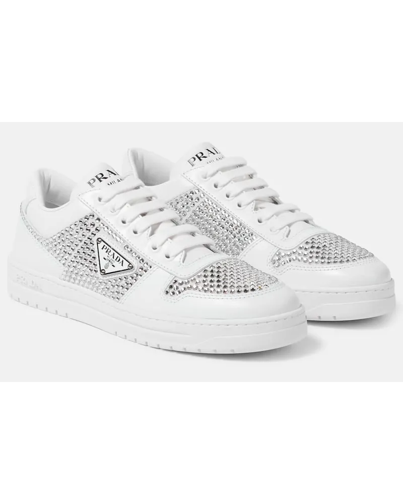Prada Sneakers in pelle con cristalli Bianco