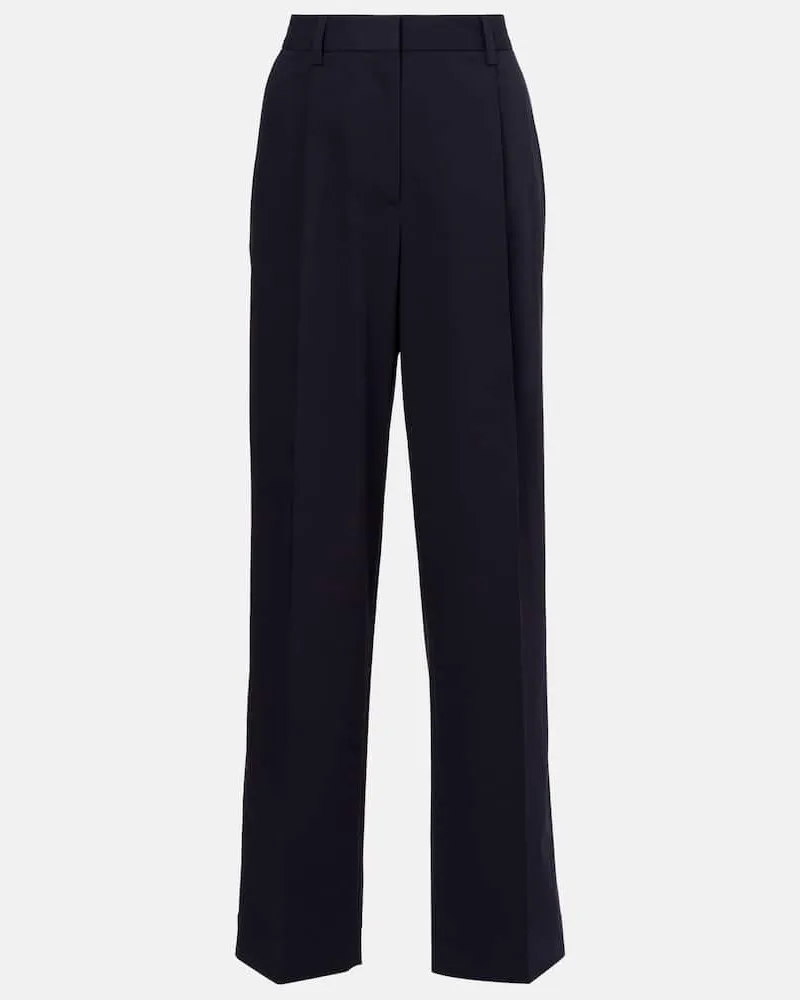 Totême Pantaloni regular in cotone a vita alta Blu