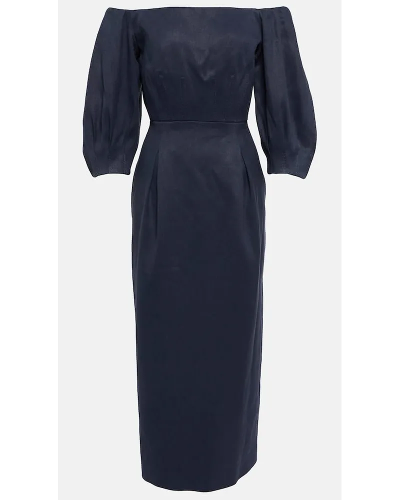 Gabriela Hearst Abito midi in canapa e cotone Blu