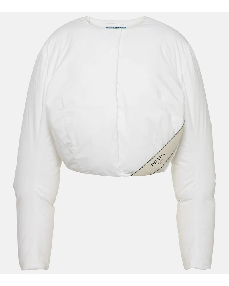 Prada Piumino cropped in cotone Bianco