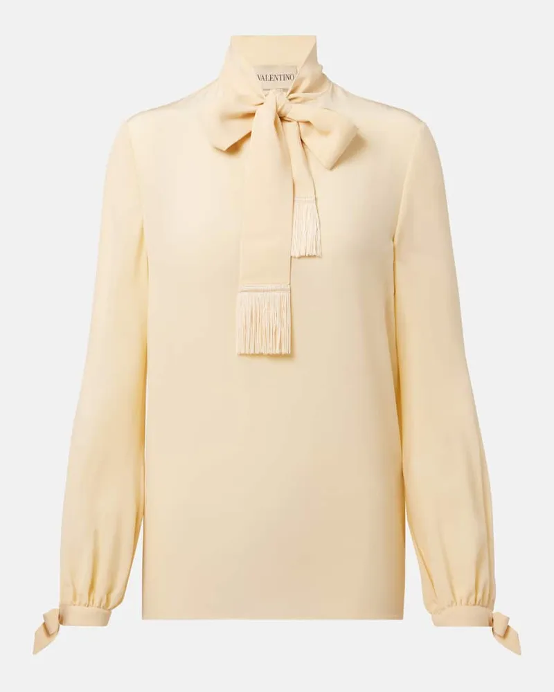 Valentino Garavani Camicia in crÃªpe di seta con fiocco Giallo