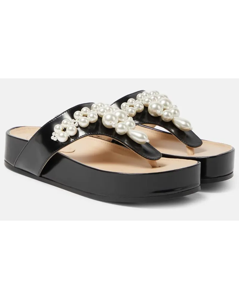Simone Rocha Sandali infradito in pelle con platform Nero