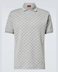 Gucci Polo in cotone piquet GG Grigio