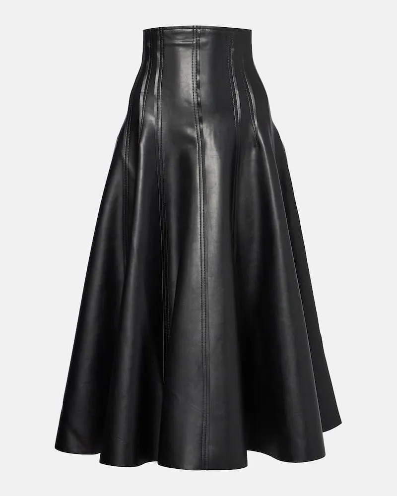 Norma Kamali Gonna midi Grace in similpelle Nero