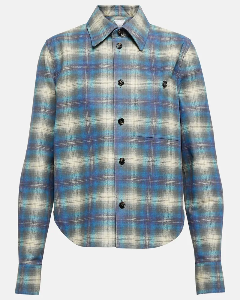 Bottega Veneta Camicia in pelle a quadri Blu
