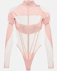 Thierry Mugler Body in tulle e mesh Rosa