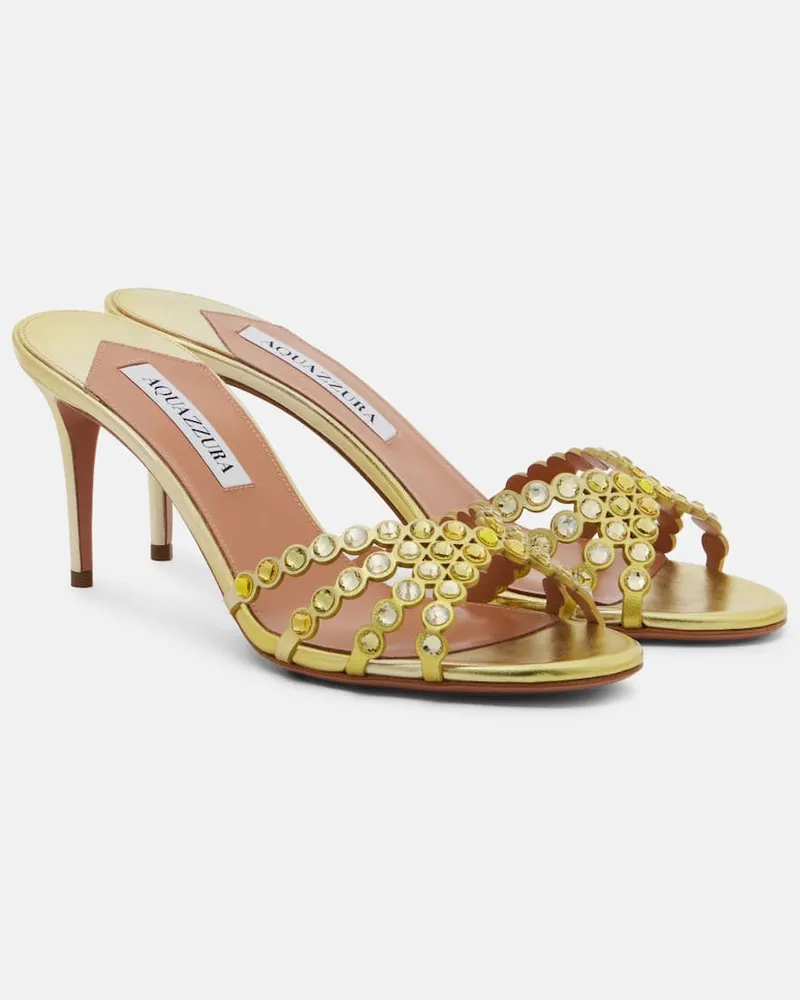 Aquazzura Sandali Tequila in pelle con cristalli Giallo
