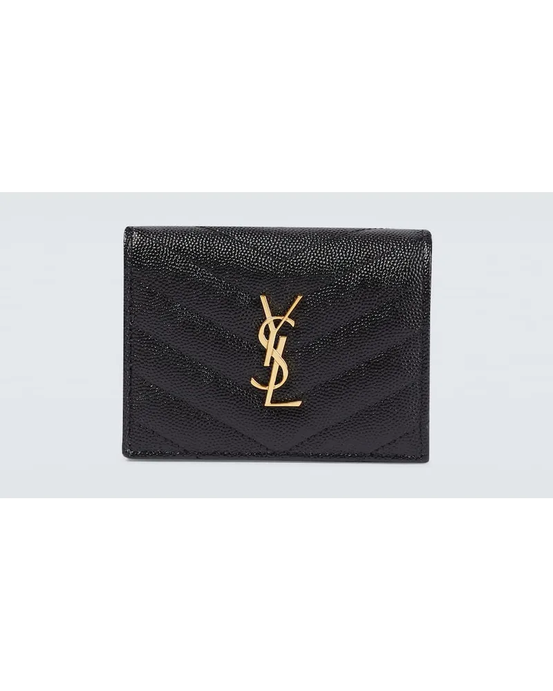 Saint Laurent Portafoglio in pelle fiore Nero