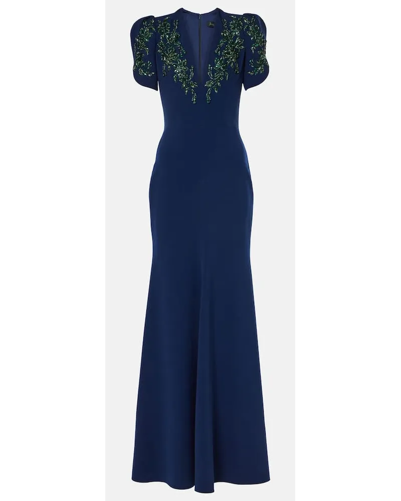 Jenny Packham Abito lungo Serenade con cristalli Blu