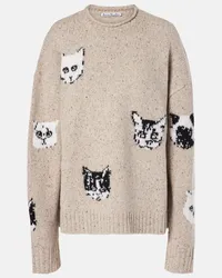 Acne Studios Pullover in jacquard di misto lana Beige