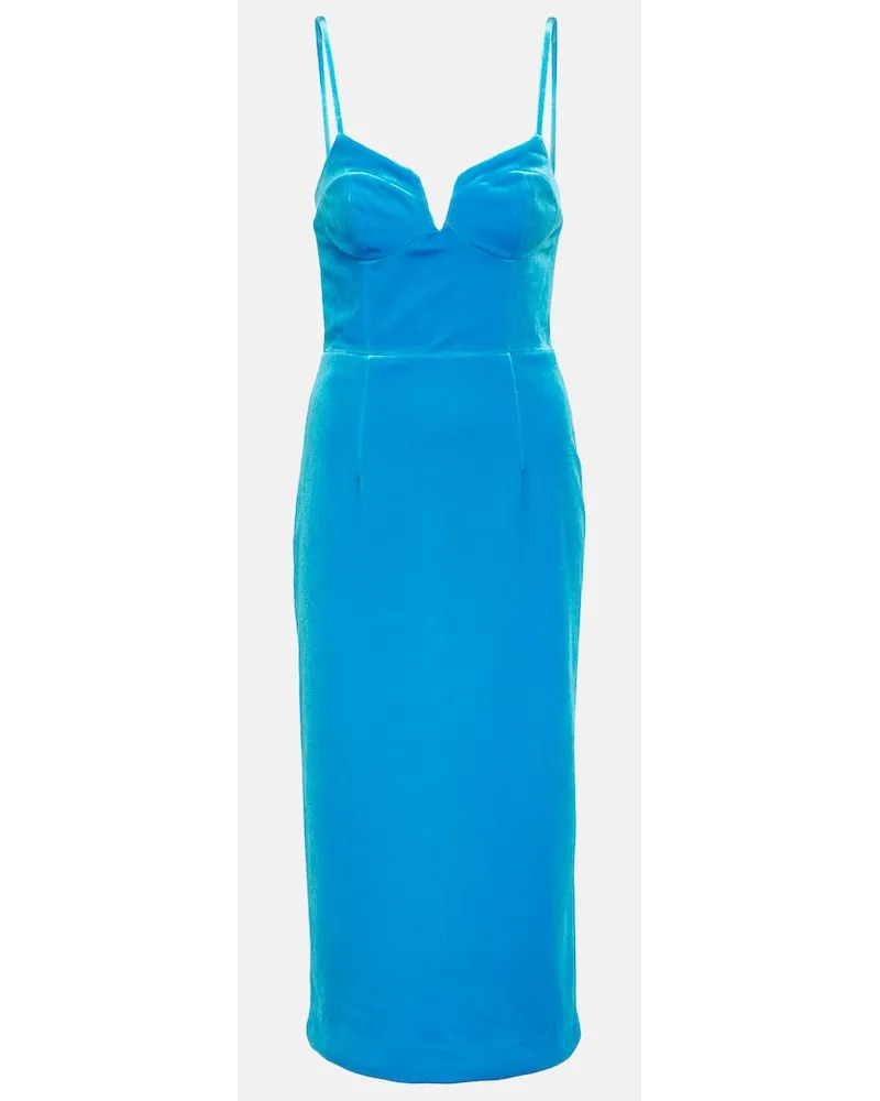 Rebecca Vallance Abito midi Bernadette in velluto Blu