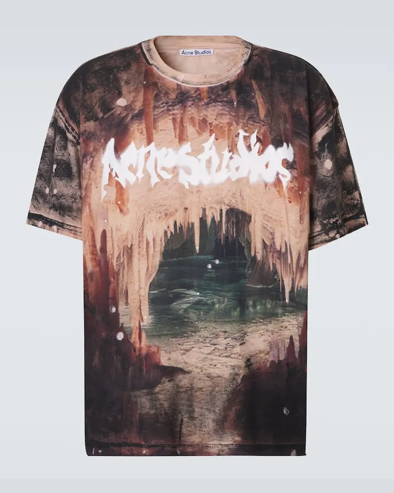 Acne Studios T-shirt in jersey di cotone con stampa Multicolore
