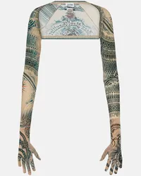 Jean Paul Gaultier Guanti Tattoo Collection con stampa Multicolore