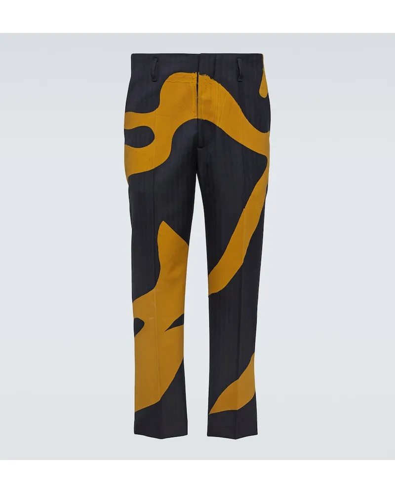 Dries van Noten Pantaloni regular in lana Multicolore