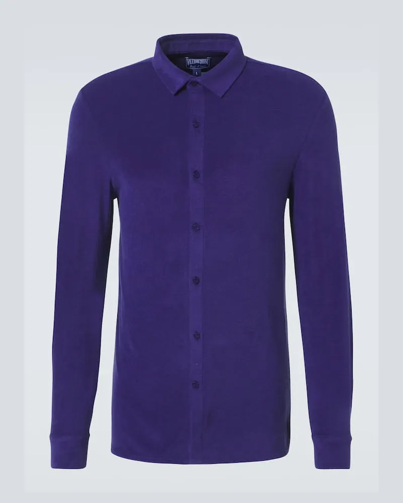 Vilebrequin Camicia Chill in spugna di misto cotone Blu