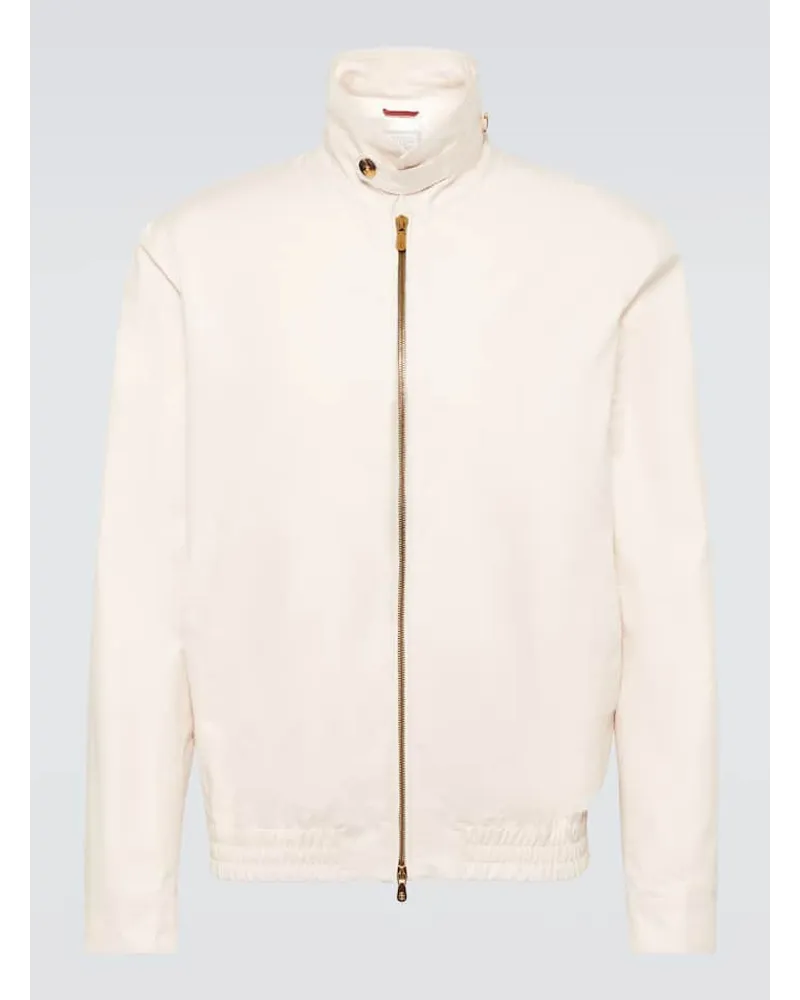 Brunello Cucinelli Giacca blouson in misto cotone Bianco