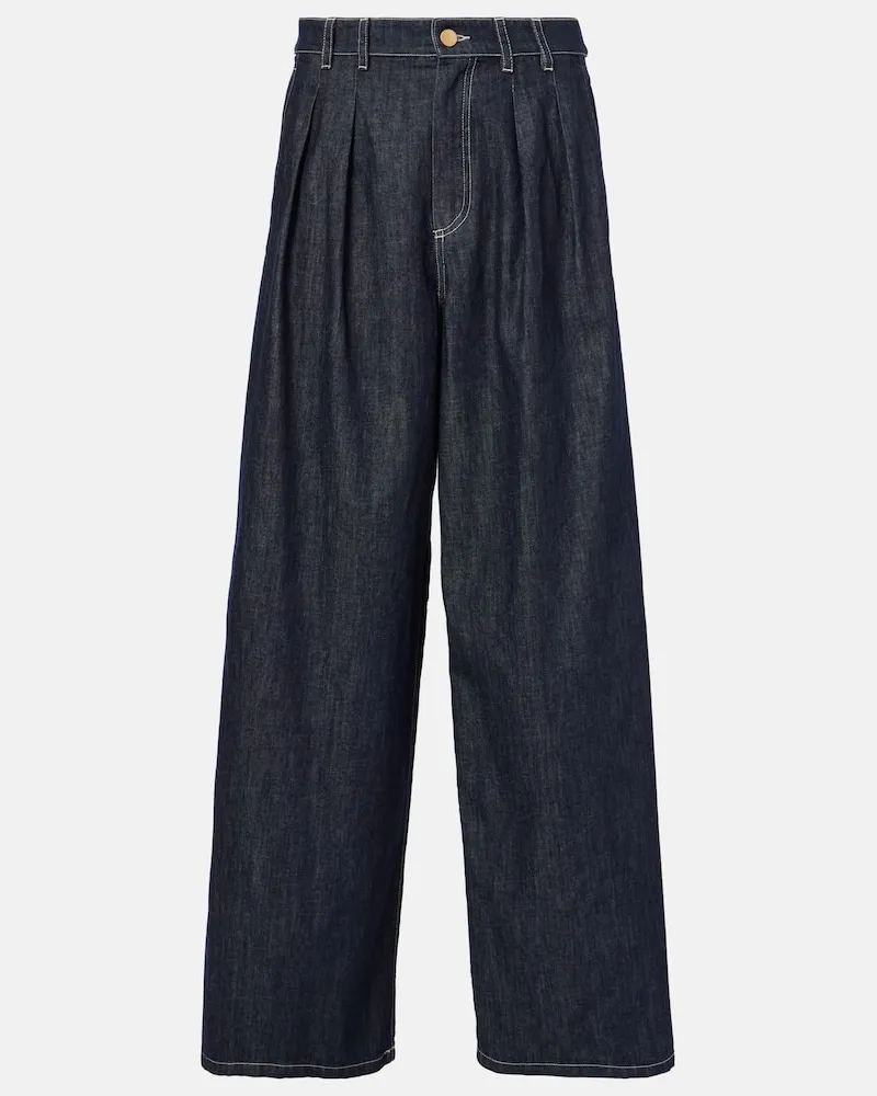 Max Mara Pantaloni a gamba larga e vita alta Blu