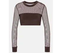Top cropped con pannelli in mesh