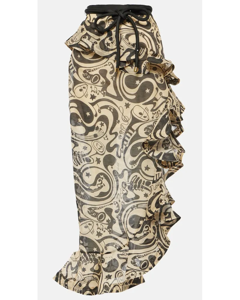 Zimmermann Gonna midi Matchmaker in lino e seta Multicolore