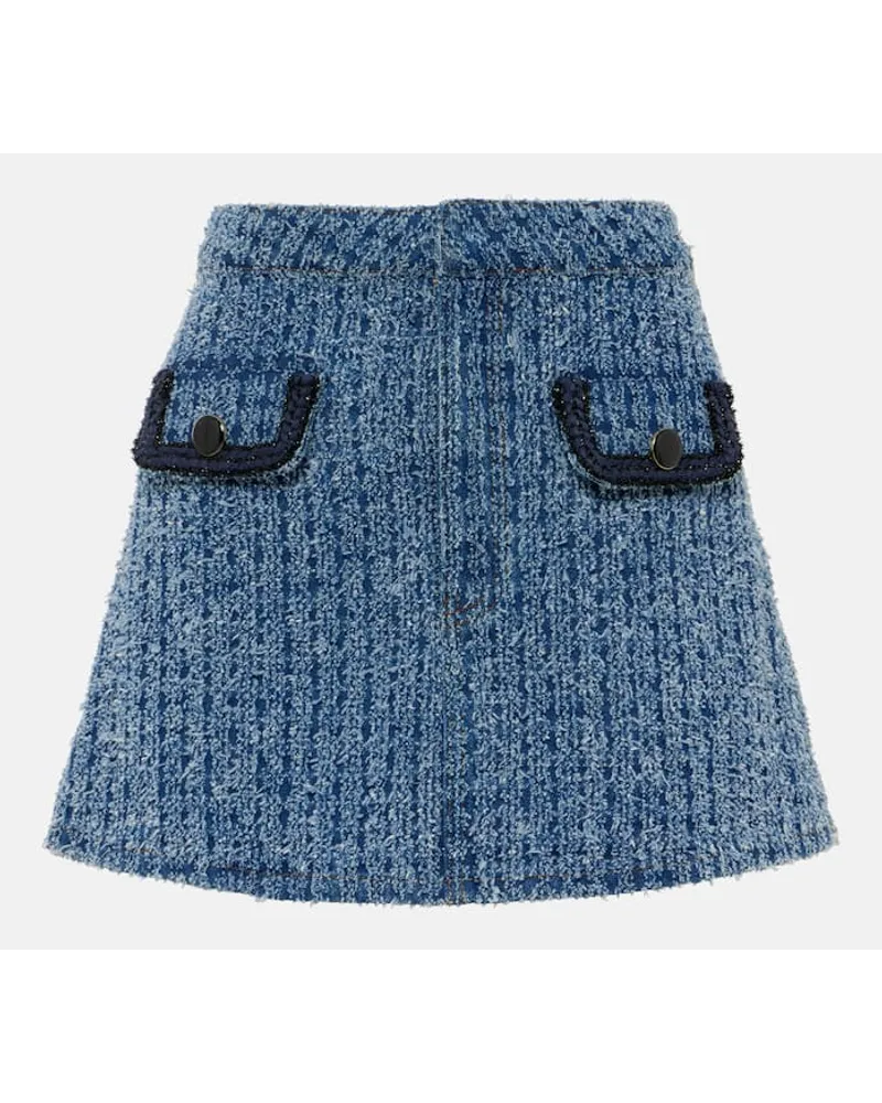Self-Portrait Minigonna in bouclÃ©  di misto cotone Blu