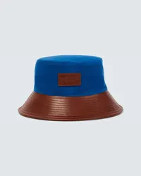 BODE Cappello da pescatore in cotone con pelle Blu