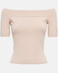 Alexander McQueen Top con scollo bardot Rosa